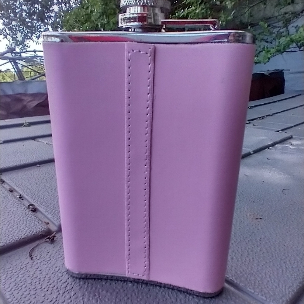 Drinking flask stainless steel 8oz. Pink peace si - Picture 2 of 4
